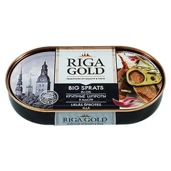 Smoked big sprats in oil 190 gr Riga Gold